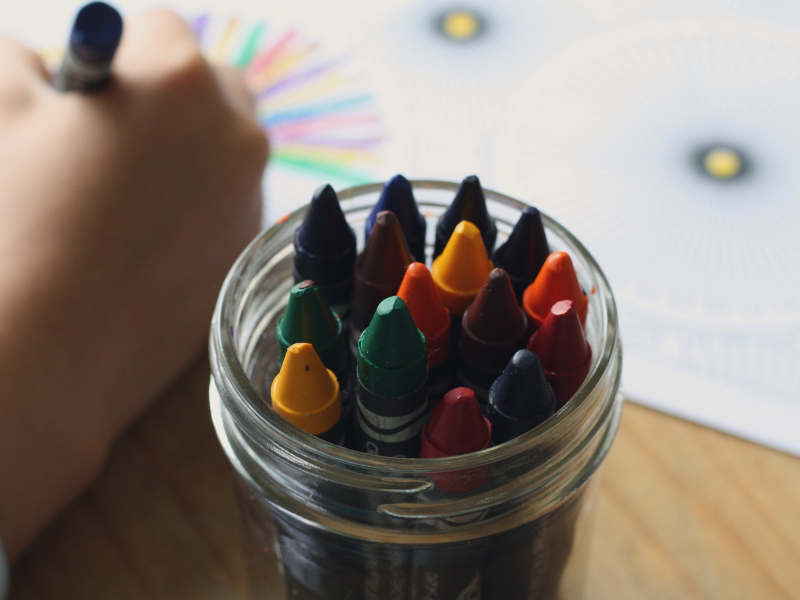 Jar of crayons